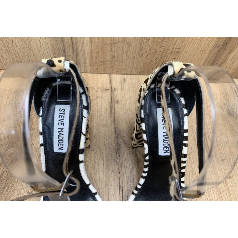 Steve Madden Women's Carrson Leopard Zebra Cow Hair Heels Black White Size 6.5 M - Picture 8 of 15